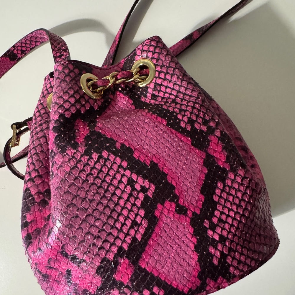 Michael Kors Pink Snake Print leather  Crossbody Bag